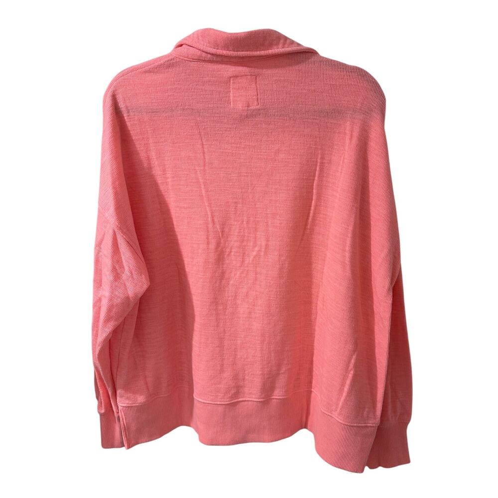 Aerie Happy Henley Oversized Everyday Polo Sweatshirt NWOT Bright Coral Pink, L - Picture 7 of 7